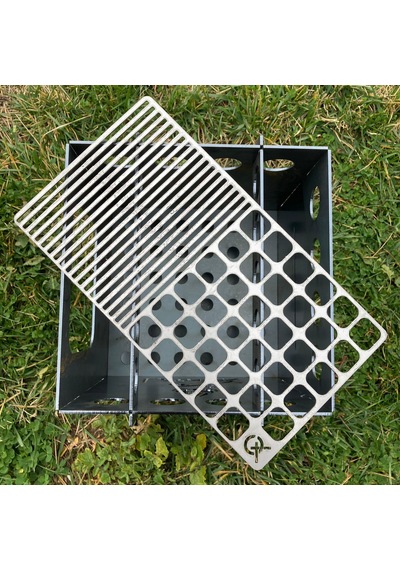 Paslanmaz Çelik Bushcraft Dikdörtgen 13cm X 24cm Metal Izgara Latnox Çınar Extreme Gri