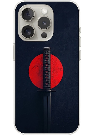 Apple Uyumlu iPhone 14 Pro Şeffaf Kılıf Samuray Kılıcı Tasarımlı
