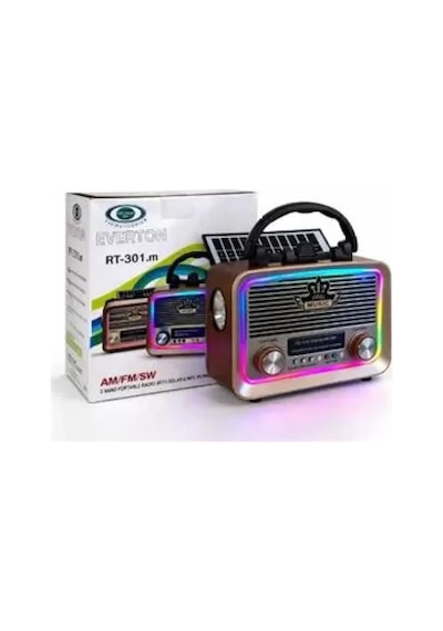 Everton Rt-301.m Bluetooth-usb-sd-fm Şarjlı,solarlı,ledli, Nostaljik Radyo El Fenerl Radyo