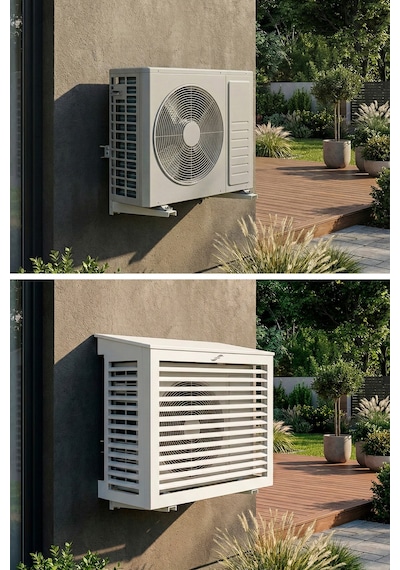 Klima Motoru/dış Ünite Gizleme/koruma Kafesi L 120x62x110 H Açılı Condor Beyaz