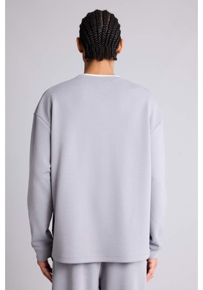 Defacto Boxy Fıt Skuba Dalgıç Kumaş Sweatshirt G6288ax25wngr445 Gri-gr445