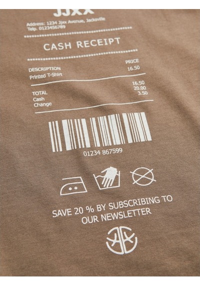 Jjxx Sıfır Yaka Rahat Kesim Kahverengi Kadın T-shirt 12241199 001