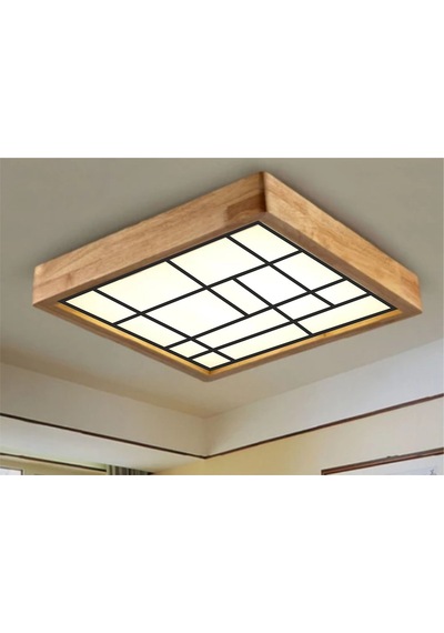 Ahşap Çerçeve Tavan Led Aydınlatma Avize 30X30Cm Salon Mutfak