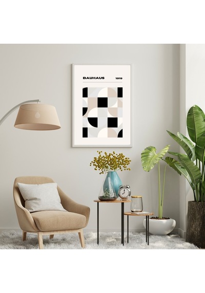 Bauhaus Minimalist Duvar Tablosu Çerçeveli 2'li Set Beyaz Renk 30 X 42 Boyut/ebat