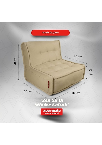 Xpermate Zen Sırtlı Minder İskandinav Tarzı Minder 80x60 Bej