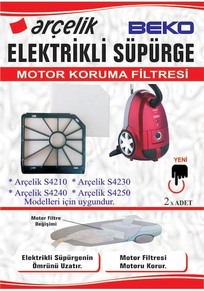Arçelik Uyumlu S 4210 Green Power Süpürge Filtres, 5 Adet Torba
