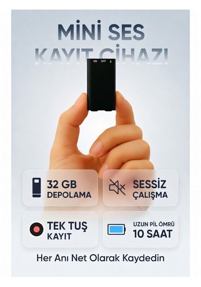 32 Gb Ses Kayıt Cihazı,mp3 Player,usb Bağlantısı,tek Tuş Kayıt Başlatma