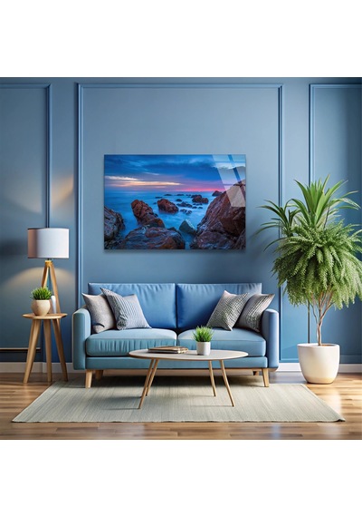 Kayalık Sahil - Cam Tablo - Deg1325 90 X 60 Cm