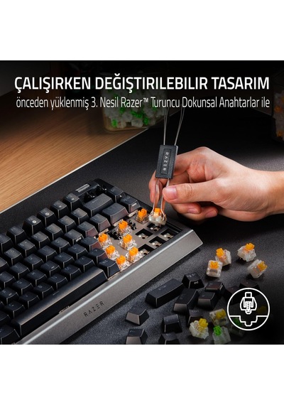 Razer Blackwidow V4 75% - Çalışırken Değiştirilebilir Mekanik Oyu