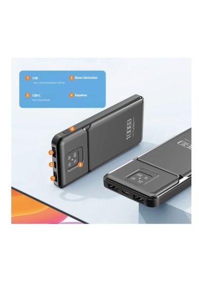 Earldom Pb64 10.000 Mah 2 Adet 10w Usb Çıkışlı Dijital Göstergeli Powerbank - Siyah 1