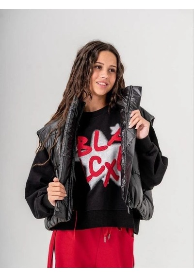 Kız Çocuk Black Yazılı Sweatshirt-14772 Siyah