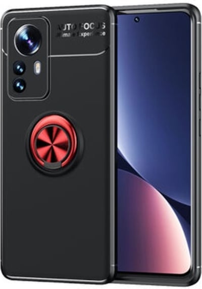 Xiaomi Mi 12 Kılıf Yüzüğü Stant Ve Araç Tutucu Olabilen Şık Esnek Premium Silikon Kapak Ryc/ravel Siyah - Kırmızı