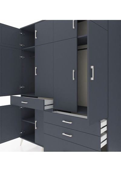 Hyperion Gardrop 5 Raflı 4 Çekmeceli 2 Askılı 176x44x221 Antrasit-antrasit Antrasit Hyperion Gardrop 5 Raflı 4 Çekmeceli 2 Askılı 176x44x221 Antrasit-antrasit Antrasit