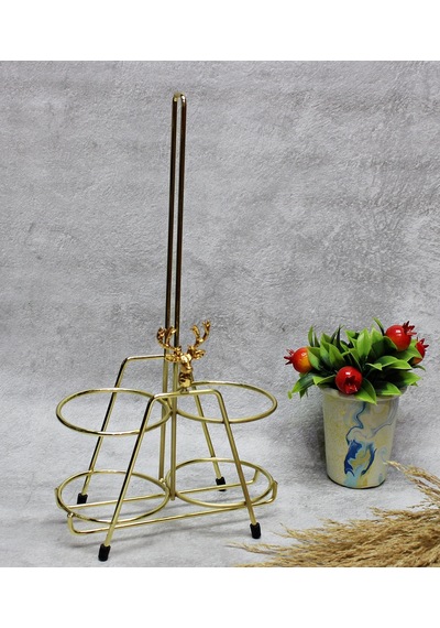 Geyik Aksesuar Vidalı Metal Altın Stant Yağdanlık Sosluk