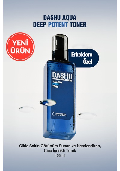 Dashu Mens Aqua Deep Potent Cilde Sakin Görünüm Sunan Ve Nemlendiren Cica İçerikli Tonik 153 ML