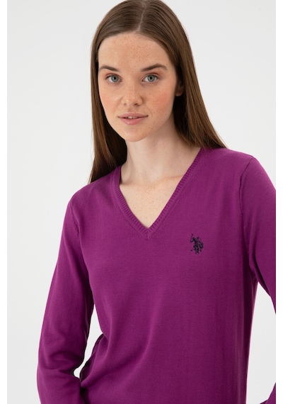 U.S. Polo Assn. Kadın Violet V Yaka Basic Kazak 50313590-VR203