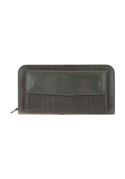 Bloominbag Faron Forest Green Telefon Bölmeli Hakiki Deri Unisex Clutch Çanta Yeşil