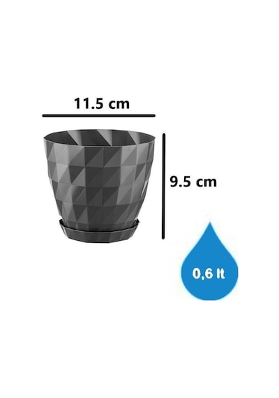 Omnipazar So-krt1 Dekoratif Kristal Saksı Takımı 0.6 Lt Antrasit 5 Adet