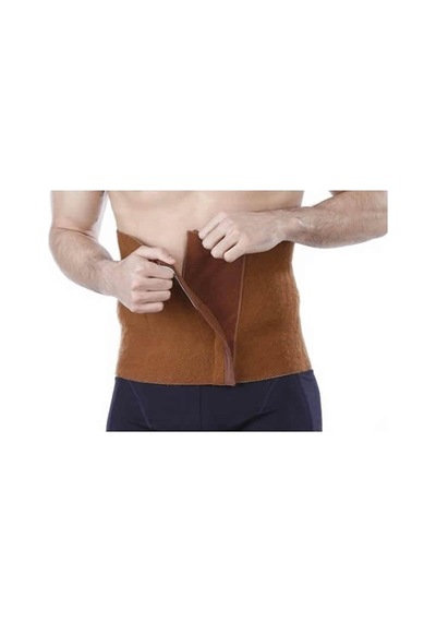 Ff Fit Form Giyim Deve Tüyü Bel Cırtlı Unisex Ekstra Sıcak Tutan Yün Bel Korse Kahverengi