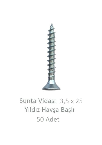 Adilon Sunta Vidası, 3,5 X 25 Mm, 50 Adet, Yhb Vida 3,5 x 25
