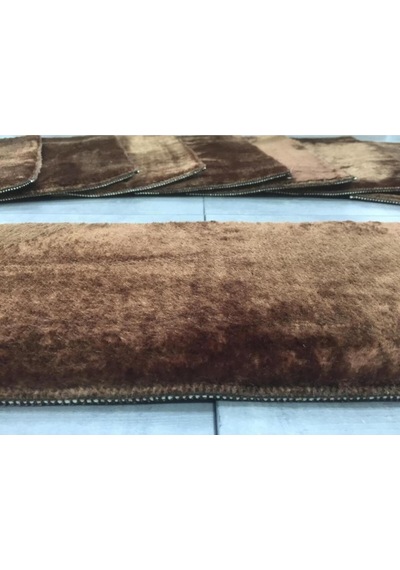 Comfort Kahve Renk 5 Adet Merdiven Halısı Pufidik Peluş Kaymaz