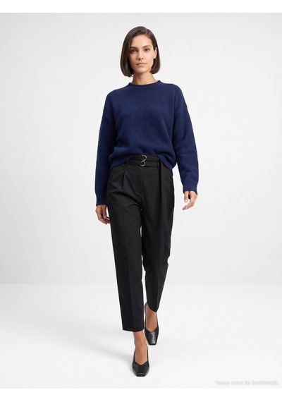 Dilvin 72812 Çift Kemerli Pantolon-siyah