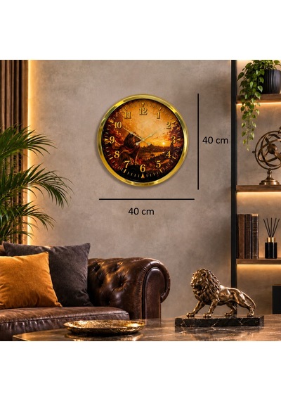 Altın Zafer Taraftar Temalı 40 X 40 Cm Metal Duvar Saati Gold