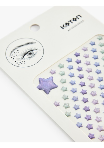 Koton Yıldız Desenli Taşlı Sticker Seti Mor 7wak70102aa