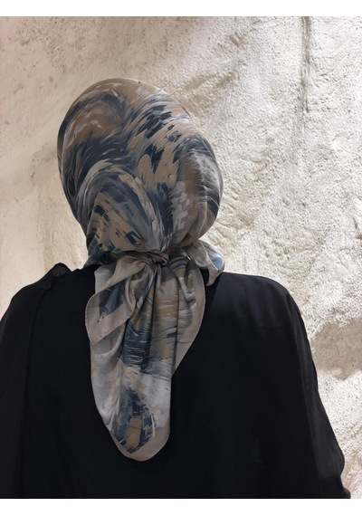 Qalortex Scarf Pamuklu Soft Lara Desen Eşarp-gri