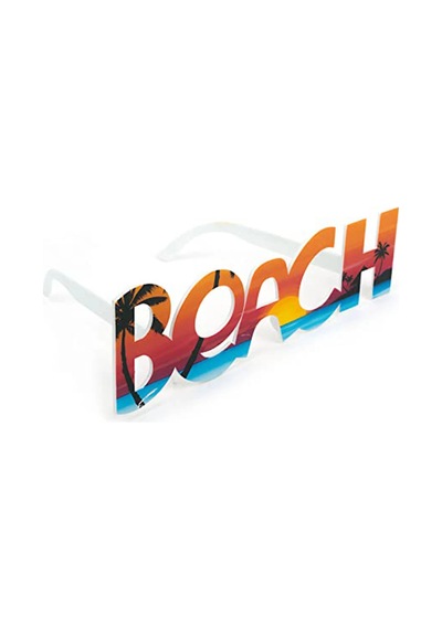 Beach Yazılı Parti Gözlüğü Yaza Merhaba Hawaii Show Gözlüğü 19x6 Cm Altın Ve Çok Renkli
