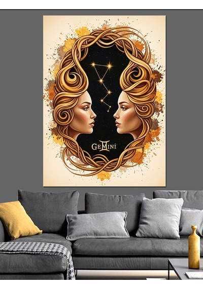 Ahşap Tablo İkizler Burcu Kadın Yüzleri