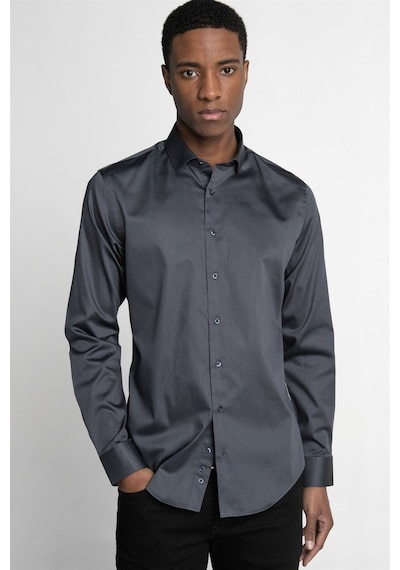Tudors Slim Fit Koton Satenpremium Seri Erkek Antrasit Gömlek-26745-antrasit Antrasit