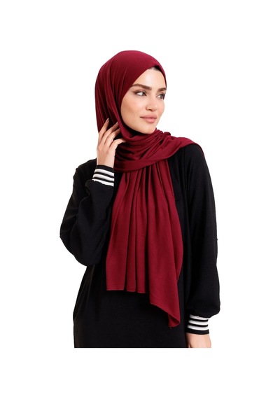 Bordo Likralı Penye Şal