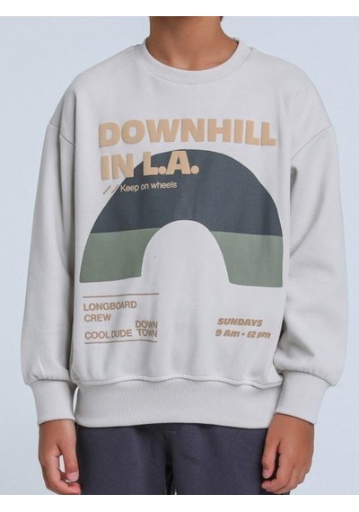 Jack Lions Erkek Çocuk Downhill Yazılı Yumuşak Dokulu Sweatshirt-14255 Gri