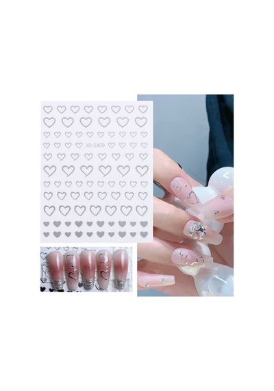 Nail Art Sticker Kendinden Yapışkanlı, Tırnak Süsleme, Tırnak Dövmesi Stikır 2409 Gümüş-2409