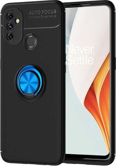 One Plus Nord N100 Kılıf Zore Ravel Silikon Kapak Siyah-Mavi