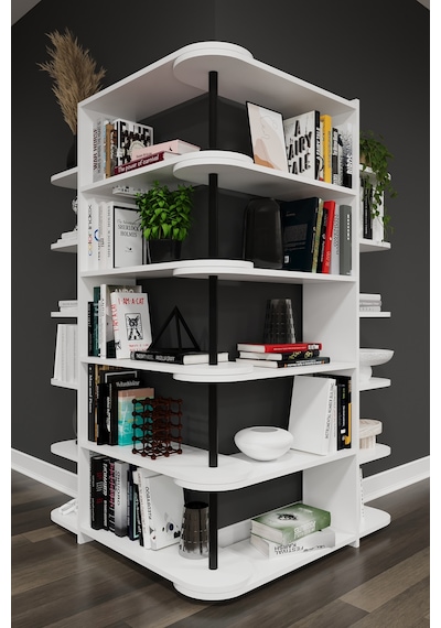 Asra Trend Modern Dönebilen Ayarlanabilir Raflı Ev Ofis Kitaplık %100 Mdf Dekoratif Kütüphane Kitaplık Dk01 Beyaz Asra Trend Modern Dönebilen Ayarlanabilir Raflı Ev Ofis Kitaplık %100 Mdf Dekoratif Kütüphane Kitaplık Dk01 Beyaz
