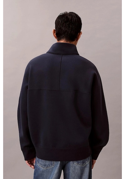 Calvin Klein Ls Cotton Spacer Strıpe Rıb Qtr Erkek Siyah Sweatshirt-12781 Siyah