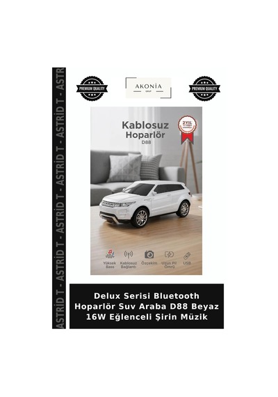 Delux Serisi Bluetooth Hoparlör Suv Araba D88 Beyaz 16w Eğlenceli Şirin Müzik