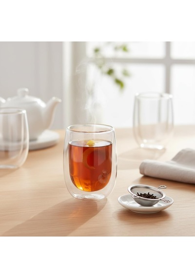 Çift Cidarlı Double Wall Cam Bardak - 350 Ml Isıya Dayanıklı Latte, Filtre Kahve Ve Meşrubat Bardağı - El Yakmayan Terlemeyen Modern Tasarım çok renkli