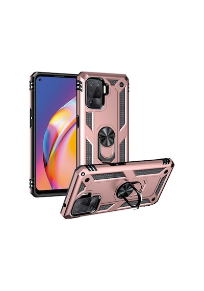 Oppo Reno 5 Lite Kılıf Zore Vega Yüzüklü Standlı Zırh Kılıf