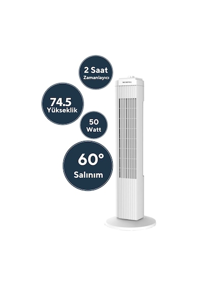 Beyaz 50w 3 Kademe - Zamanlayıcı Kule Tipi Vantilatör Ktf-258w