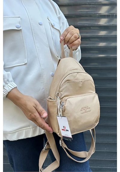 Just Polo Kadın Yeni Sezon İthal Klinkır Kumaş Lüks Ve Şık Vücut & Sırt Çantası Shopper Krem