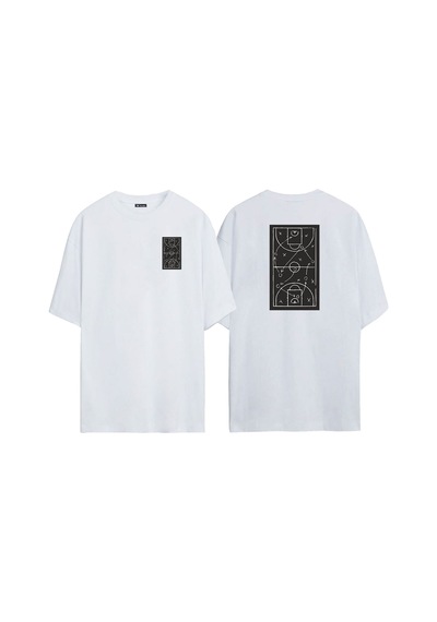 Thewert Unisex Saha Grafik Taktik Ön Arka Baskılı Beyaz Oversize T-shirt