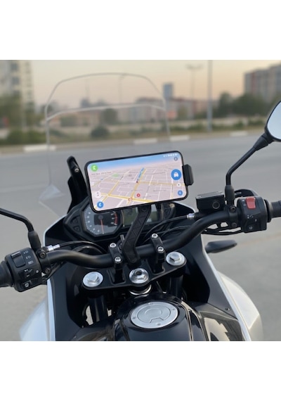 Buffer Motosiklet Gidon Telefon Tutucu 360 Döner, Kaymaz Sabitleme Sistemli, Sarsıntı Önleyici Telefon Tutucu Aparat Siyah