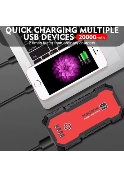 Akü Takviye Cihazı Usb Powerbank 20.000 Mah 2000 Amper Fener Flaşör