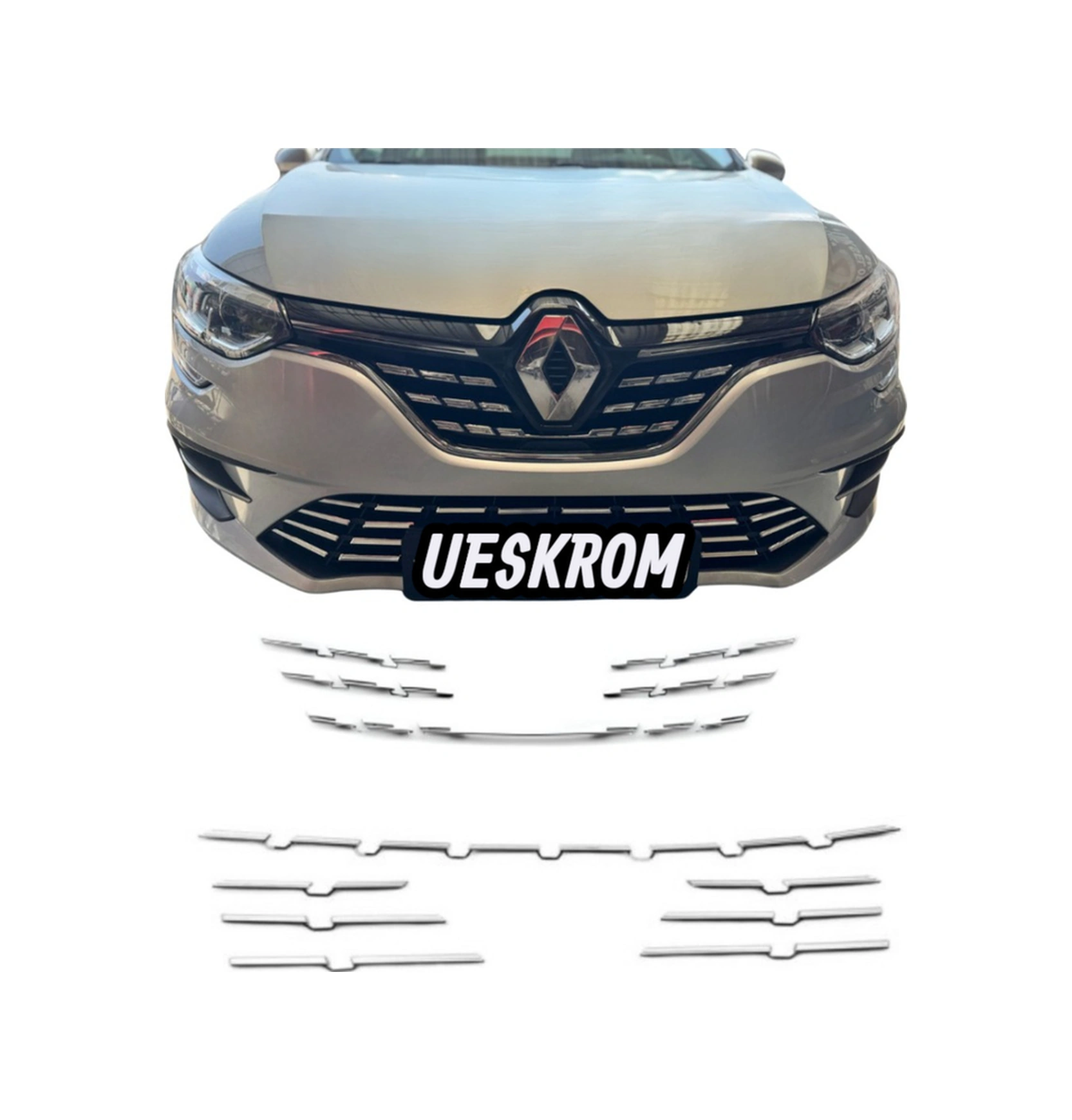 Ueskrom Renault Megane 4 Krom Ön Panjur Ve Ön Tampon Seti 13 Parça 2020 Üzeri Yeni Kasa