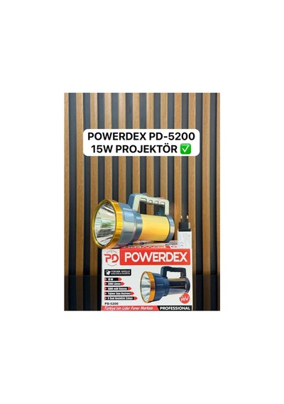 Powerdex Pd-5200 Profesyonel Şarjlı 15w 2000 Lümen 5000mah Batarya Güçlü Güneş Enerjili Projektör Çoklu Renk