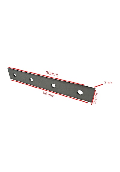 Cateksss Mobilya Dolap Bağlantı Sabitleme Düz Demir Gönye No:19 16x2x110 Mm - 28 Li Paket Gri