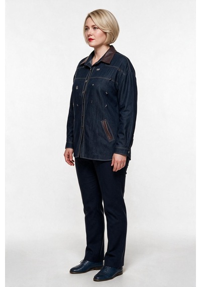 Gilda Kadın Büyük Beden Denim Gömlek Klasik Yaka Düğmeli Cepli Uzun Kollu Tunik Lacivert Gilda Kadın Büyük Beden Denim Gömlek Klasik Yaka Düğmeli Cepli Uzun Kollu Tunik Lacivert